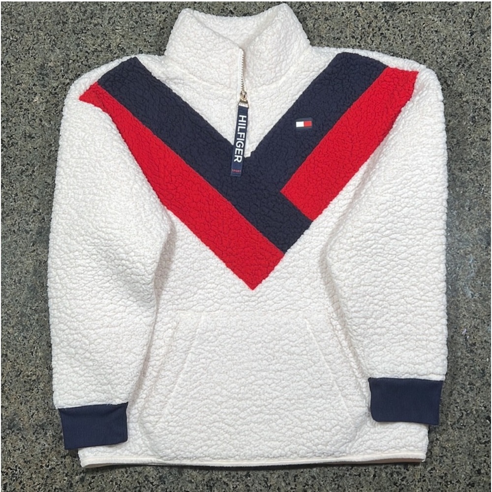 Tommy Hilfiger Half-Zip Teddy Fleece Pullover Color block